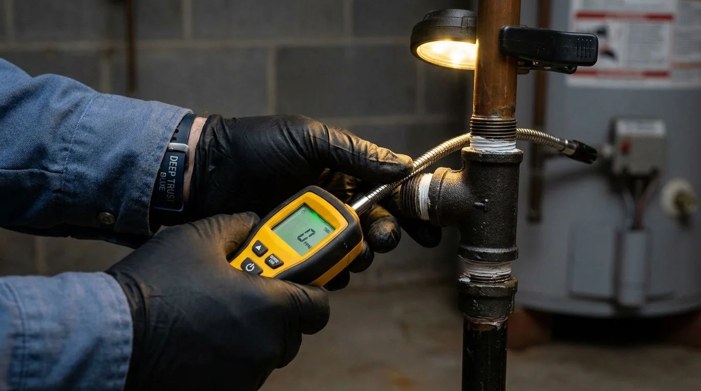 Gas leak detection with electronic sniffer by Johns Plumbing LLC in Calvert City