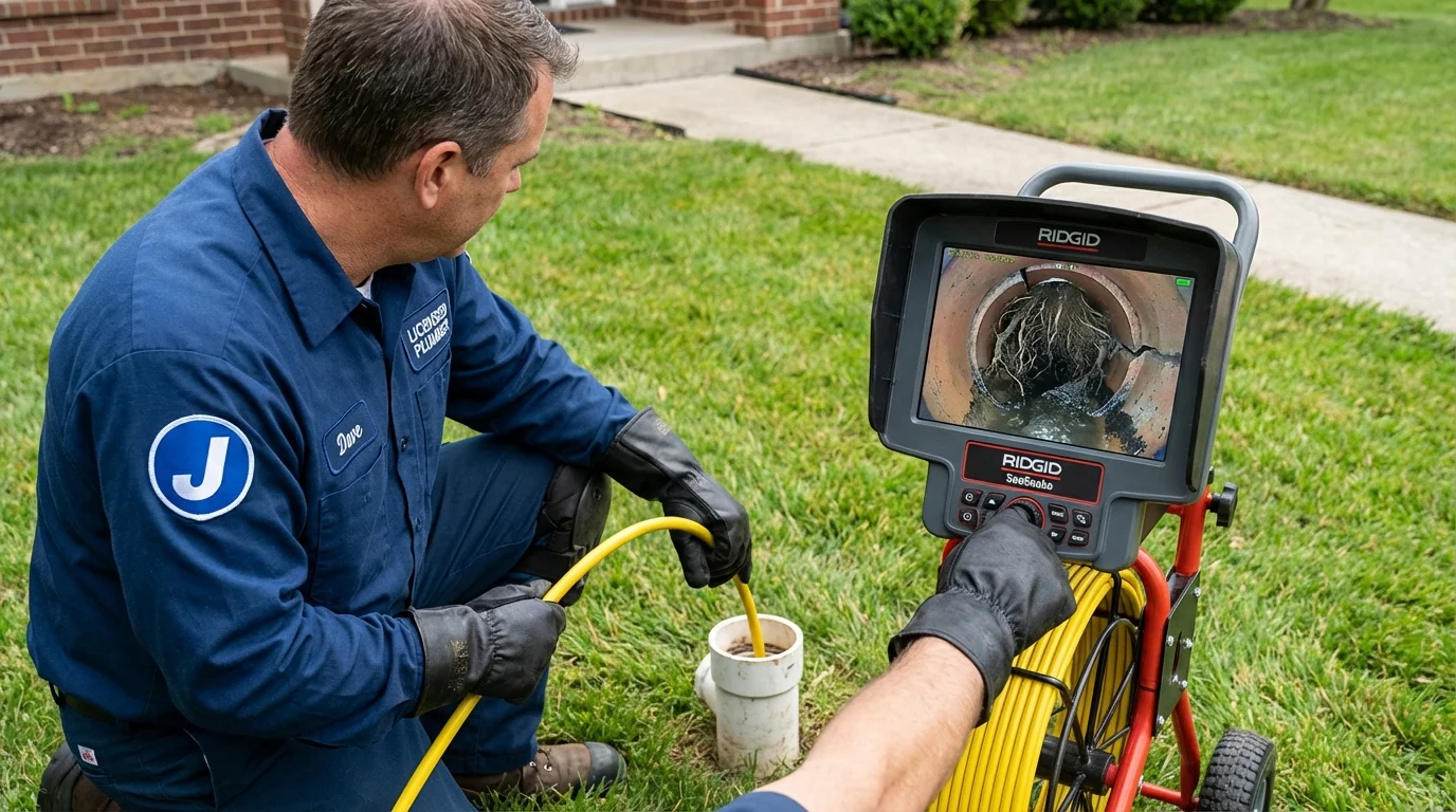 Sewer camera inspection being performed by Johns Plumbing LLC in Calvert City